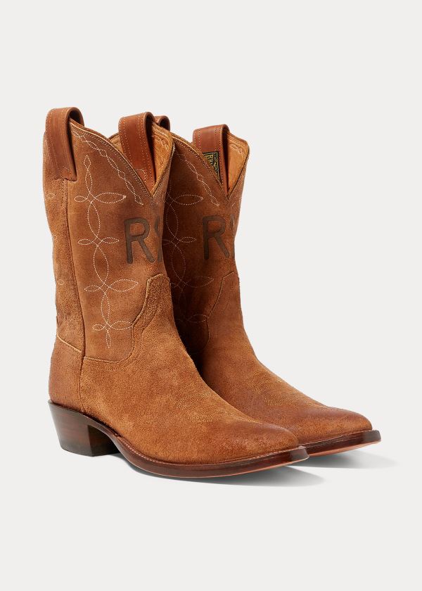 Cowboy Boots Ralph Lauren Hombre Marrom - Plainview Suede - QXDAK2791